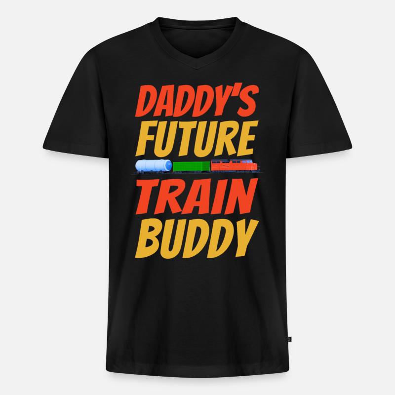 Freight Diesel Train Driver - Männer Premium Bio T-Shirt mit V-Ausschnitt - Schwarz