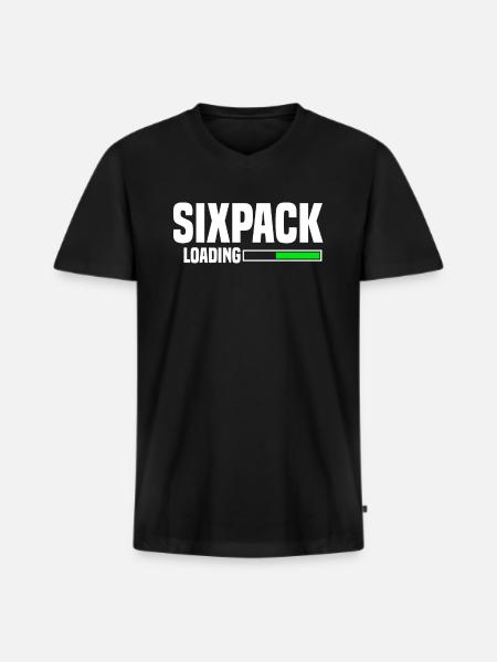 sixpack loading - Men's Premium Organic T-shirt with V-neck - black