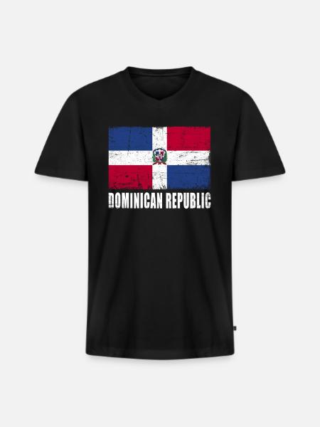 Dominican Republic Flag - Men's Premium Organic T-shirt with V-neck - black