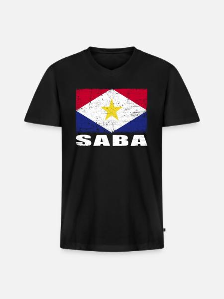 Saba Flag Grunge Saba Flag - Men's Premium Organic T-shirt with V-neck - black