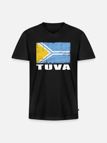 Tuva Flag Grunge Tuva Flag - Men's Premium Organic T-shirt with V-neck - black
