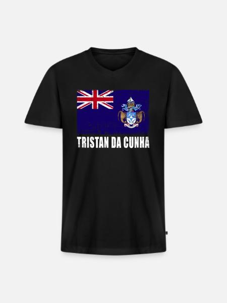 Tristan Da Cunha Flag Grunge - Men's Premium Organic T-shirt with V-neck - black