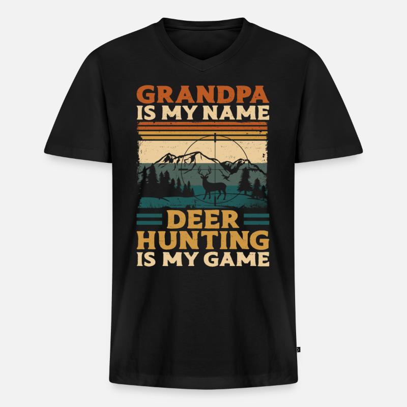 Buck Deer Hunting Hunter - Männer Premium Bio T-Shirt mit V-Ausschnitt - Schwarz