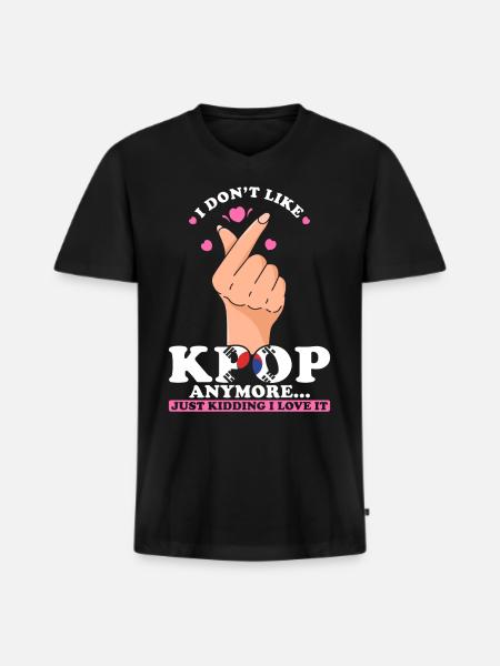 K-pop I love K-pop - Men's Premium Organic T-shirt with V-neck - black