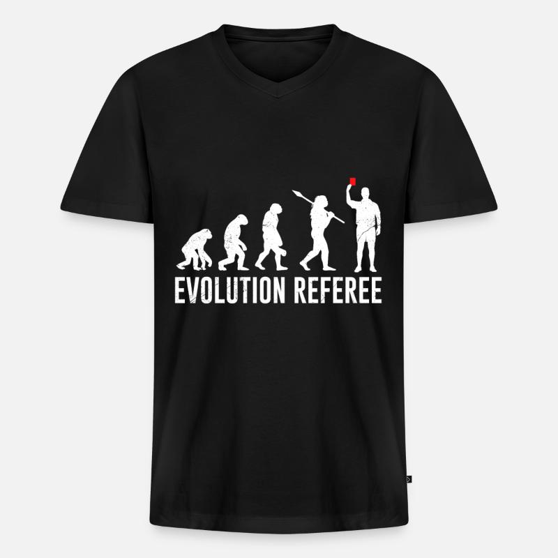 Evolution Referee - Männer Premium Bio T-Shirt mit V-Ausschnitt - Schwarz