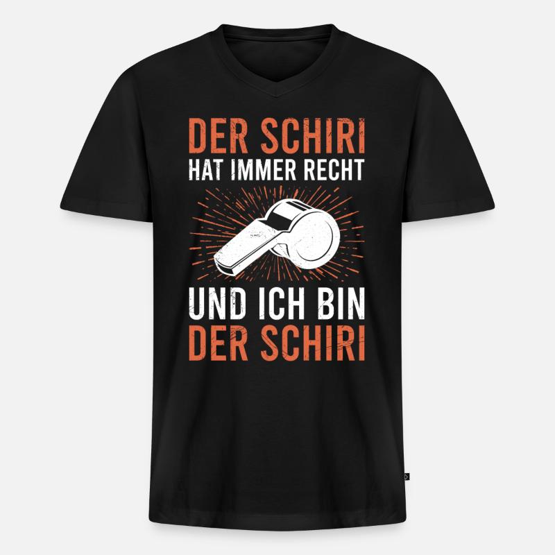 Schiedsrichter hat immer Recht - Männer Premium Bio T-Shirt mit V-Ausschnitt - Schwarz