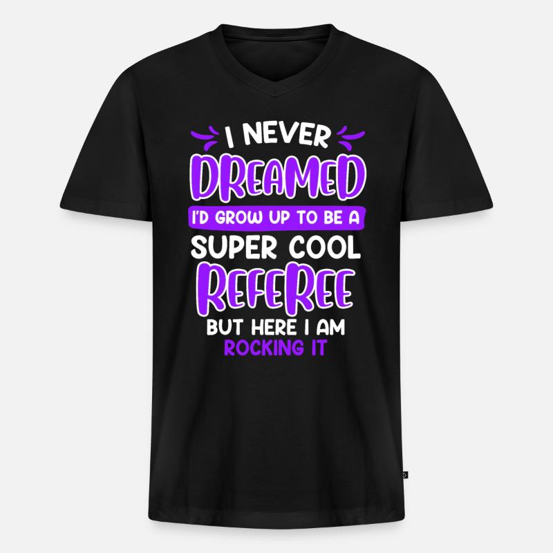 Super cool Referee Schiedsrichterin Damen - Männer Premium Bio T-Shirt mit V-Ausschnitt - Schwarz