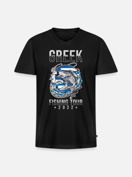 Excursion de pêche grecque 2022 - T-shirt encolure en V Premium bio Homme - noir