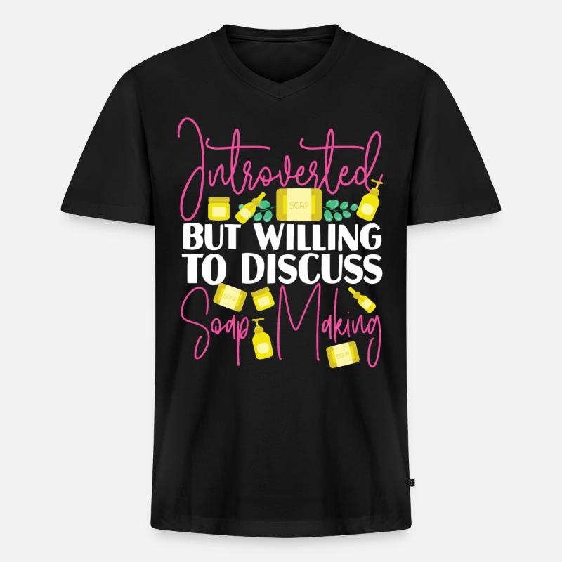 Soap Making Crafting Introverted - Männer Premium Bio T-Shirt mit V-Ausschnitt - Schwarz
