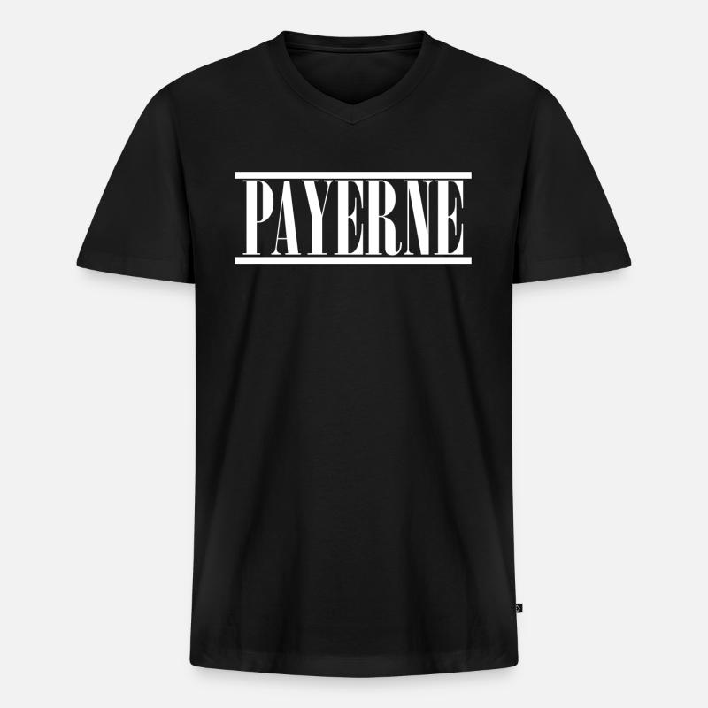 Payerne - Männer Premium Bio T-Shirt mit V-Ausschnitt - Schwarz