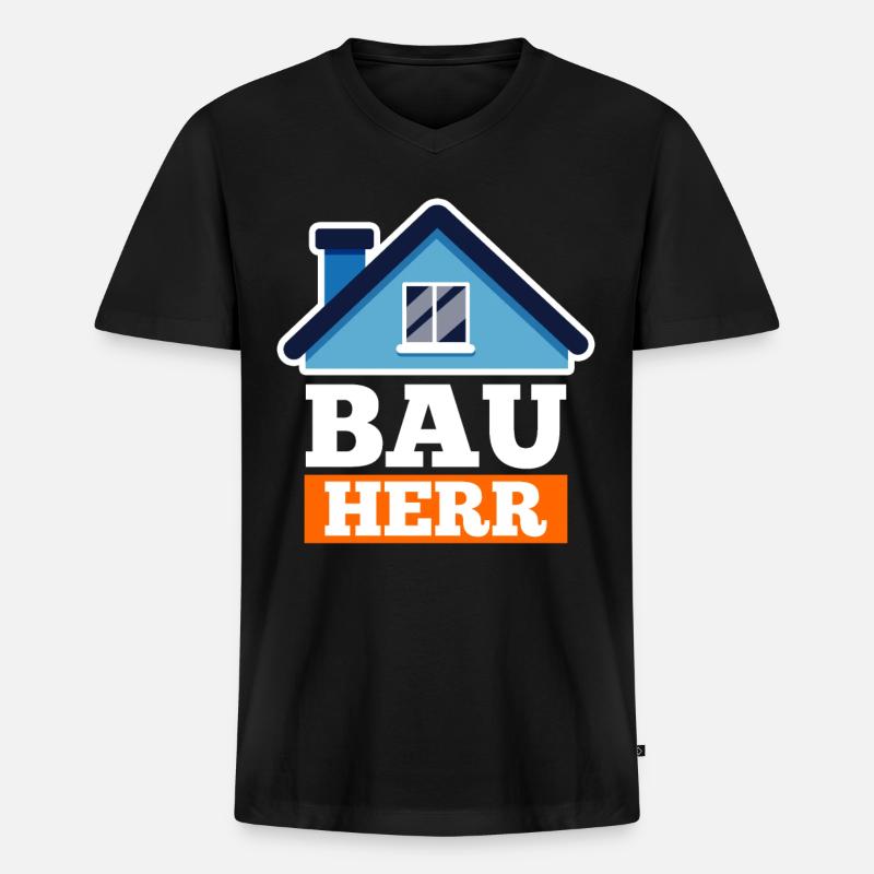 Bauherr - Männer Premium Bio T-Shirt mit V-Ausschnitt - Schwarz