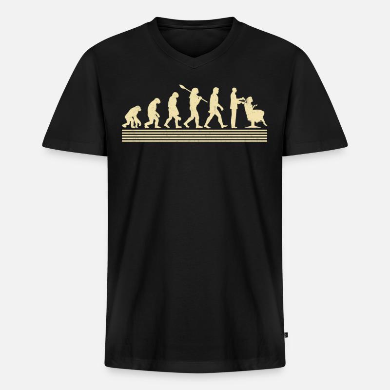 Friseur Evolution - Männer Premium Bio T-Shirt mit V-Ausschnitt - Schwarz