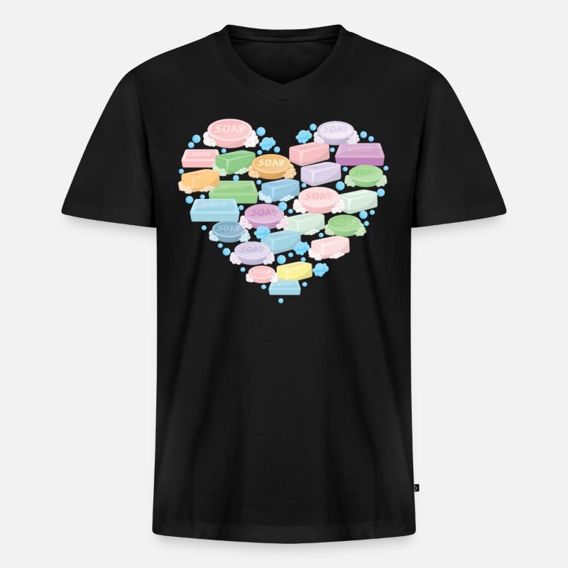 Soap Making Crafting Heart - Männer Premium Bio T-Shirt mit V-Ausschnitt - Schwarz