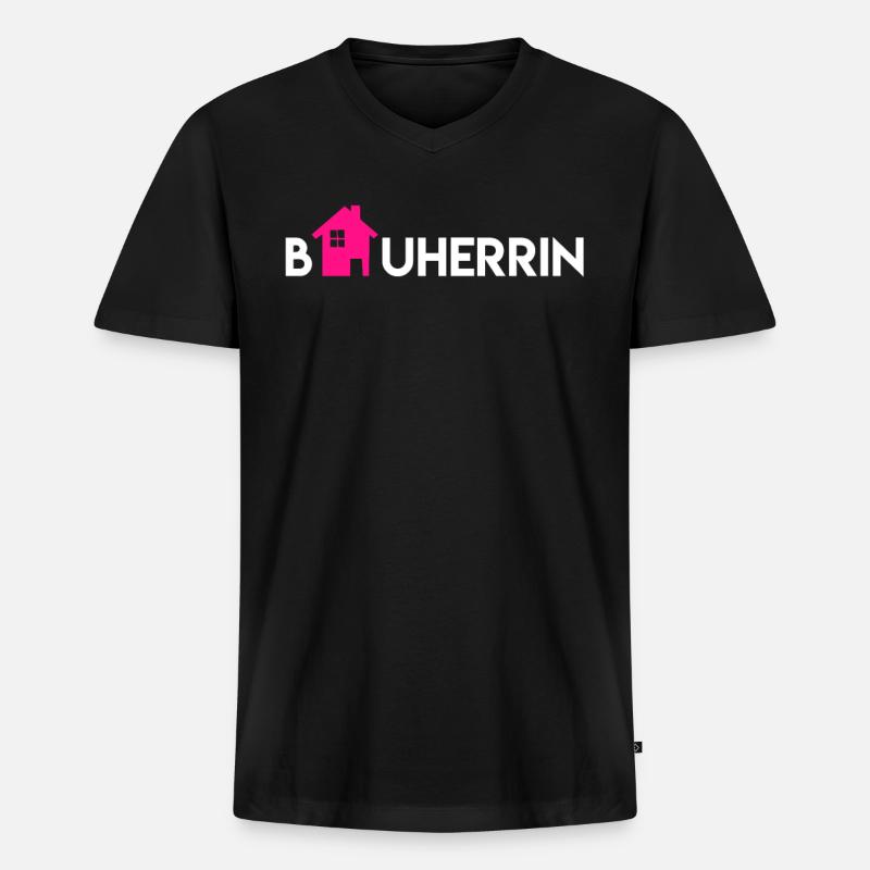 Bauherr Richtfest - Männer Premium Bio T-Shirt mit V-Ausschnitt - Schwarz