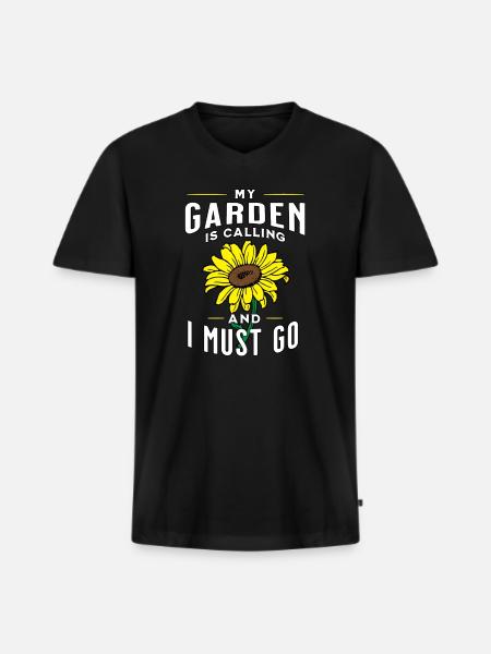 my garden is calling - Männer Premium Bio T-Shirt mit V-Ausschnitt - Schwarz
