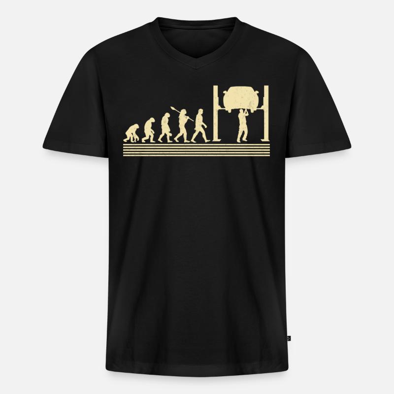 Automechanische Evolution - Männer Premium Bio T-Shirt mit V-Ausschnitt - Schwarz
