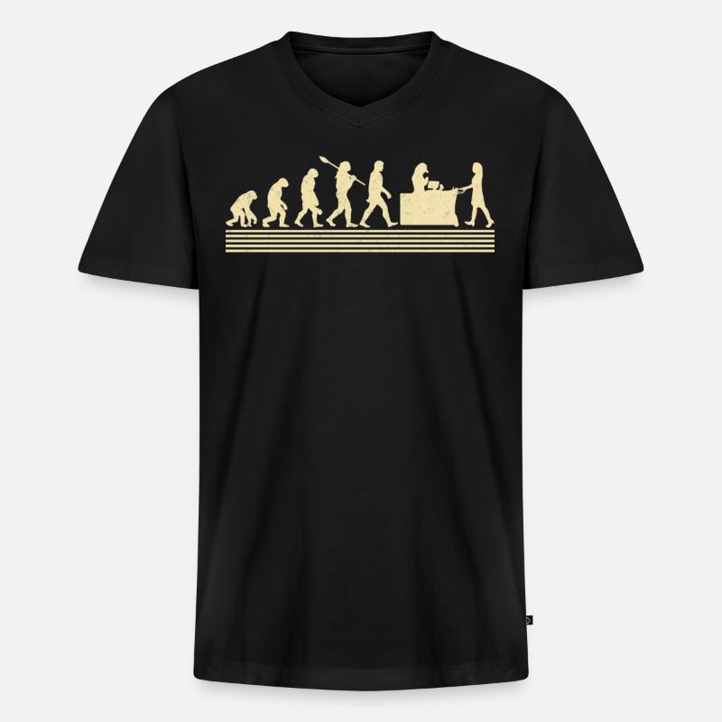 Kassierer-evolution - Männer Premium Bio T-Shirt mit V-Ausschnitt - Schwarz