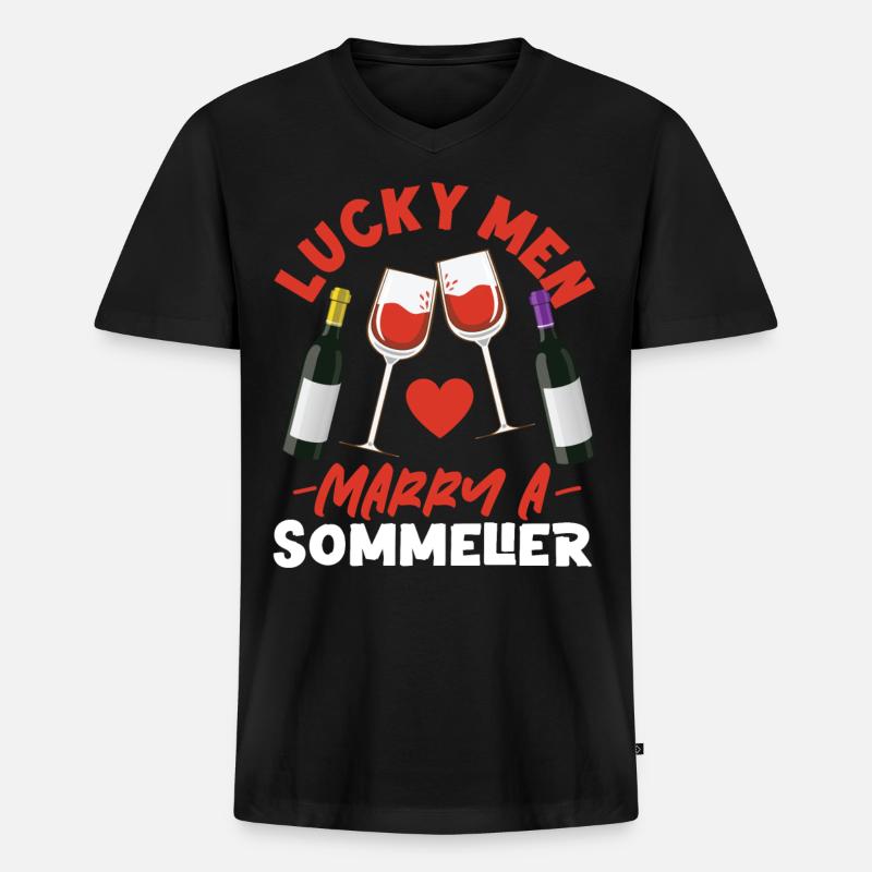 Sommelier Wine Drinking Tasting - Männer Premium Bio T-Shirt mit V-Ausschnitt - Schwarz