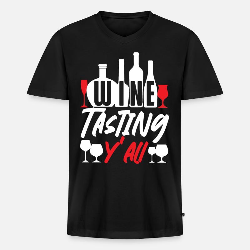Sommelier Wine Drinking Tasting - Männer Premium Bio T-Shirt mit V-Ausschnitt - Schwarz