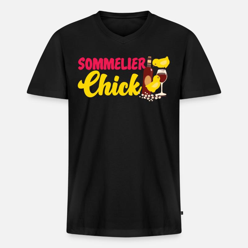 Sommelier Wine Drinking Tasting - Männer Premium Bio T-Shirt mit V-Ausschnitt - Schwarz