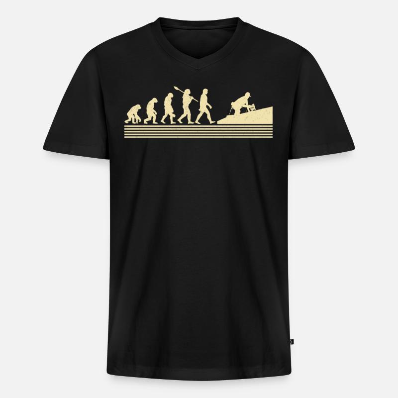 Dachdecker Evolution - Männer Premium Bio T-Shirt mit V-Ausschnitt - Schwarz