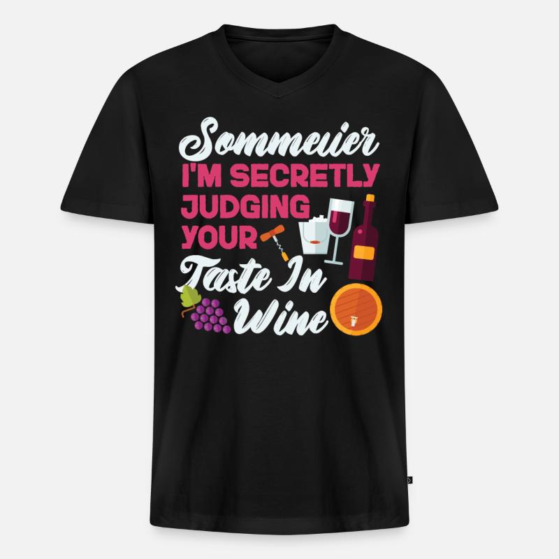 Sommelier Wine Drinking Tasting - Männer Premium Bio T-Shirt mit V-Ausschnitt - Schwarz
