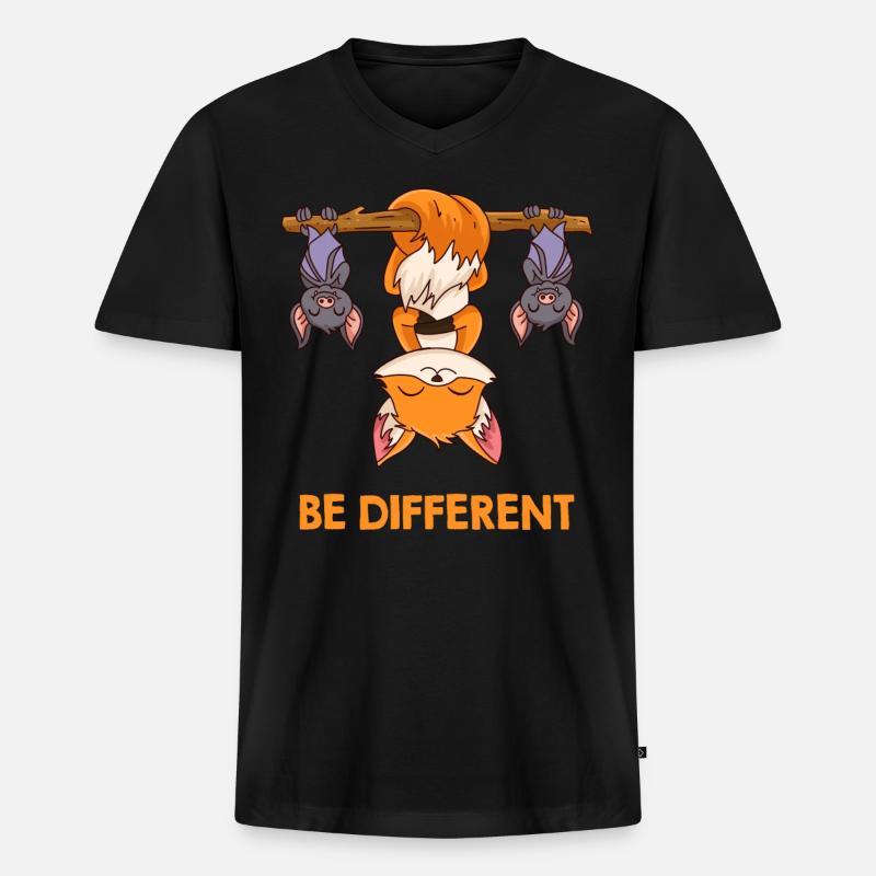 Fuchs Be Different - Männer Premium Bio T-Shirt mit V-Ausschnitt - Schwarz