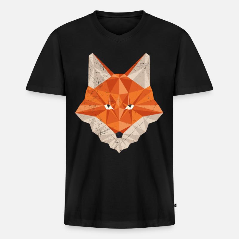 Fuchs Polygon Jäger Jagd - Männer Premium Bio T-Shirt mit V-Ausschnitt - Schwarz