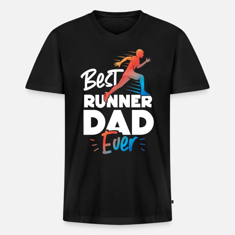 Running Runner Half Marathon Dad - Männer Premium Bio T-Shirt mit V-Ausschnitt - Schwarz