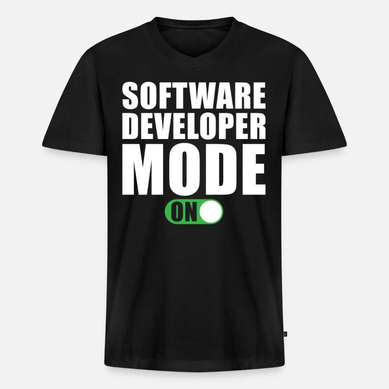 Software Developer Mode On - Men's Premium Organic T-shirt with V-neck - black