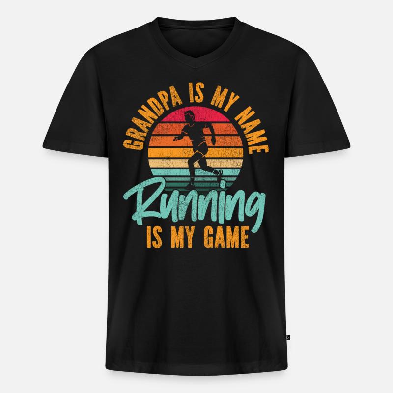 Running Runner Half Marathon - Männer Premium Bio T-Shirt mit V-Ausschnitt - Schwarz
