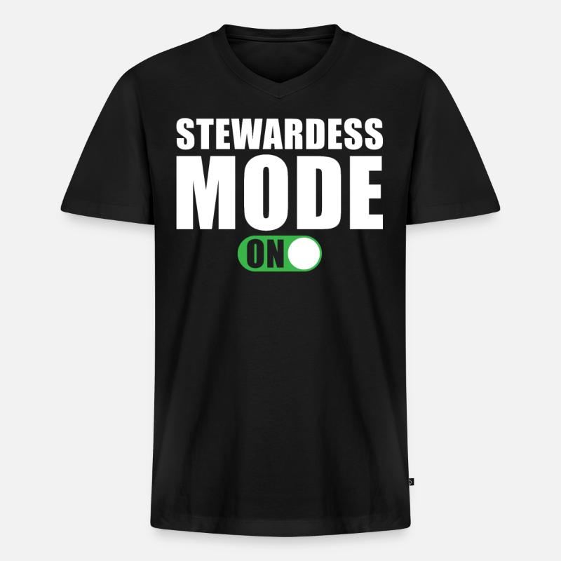 Stewardess Modus Ein - Männer Premium Bio T-Shirt mit V-Ausschnitt - Schwarz
