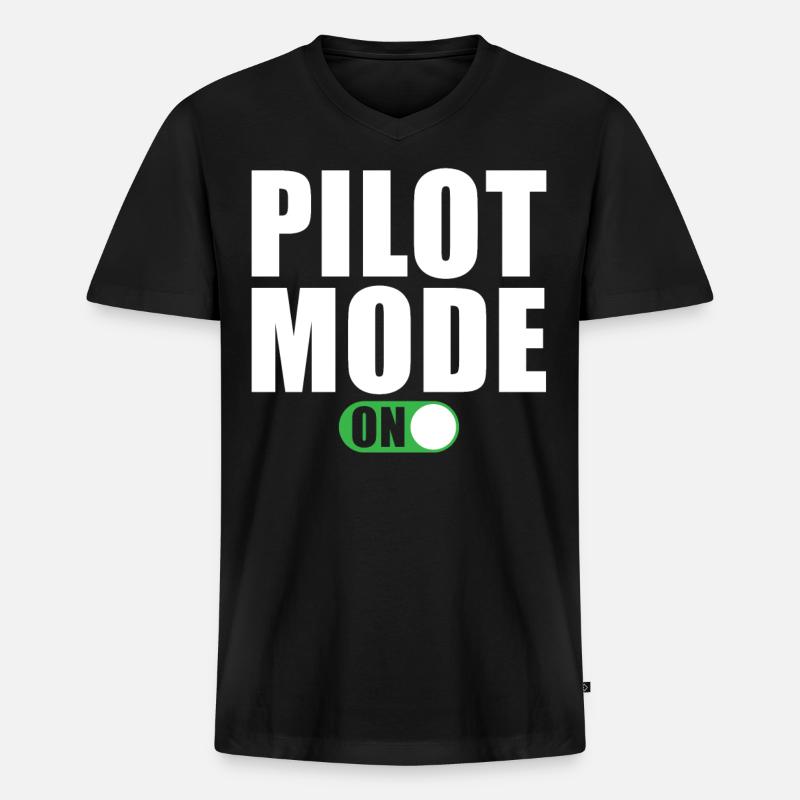 Pilot Modus Ein - Männer Premium Bio T-Shirt mit V-Ausschnitt - Schwarz
