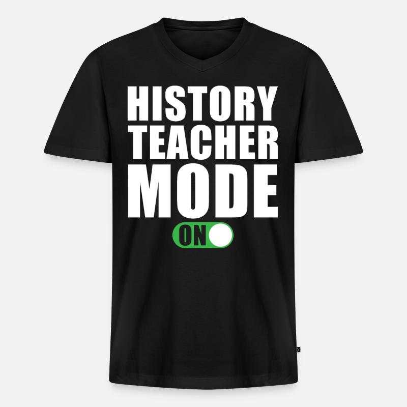 Geschichtslehrer Modus Ein - Männer Premium Bio T-Shirt mit V-Ausschnitt - Schwarz
