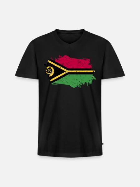 Vanuatu Drapeau Grunge Vanuatu Drapeau - T-shirt encolure en V Premium bio Homme - noir