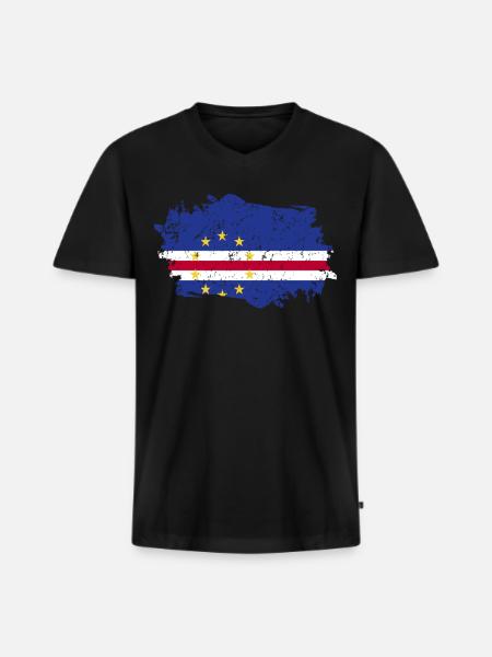 Cape Verde Flag Grunge Cape Verde Flag - Men's Premium Organic T-shirt with V-neck - black