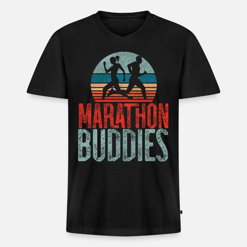Running Runner Half Marathon - Männer Premium Bio T-Shirt mit V-Ausschnitt - Schwarz