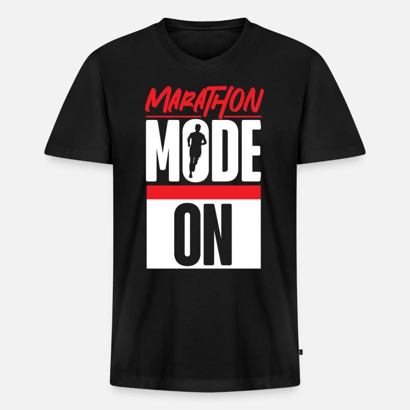 Running Runner Half Marathon - Männer Premium Bio T-Shirt mit V-Ausschnitt - Schwarz