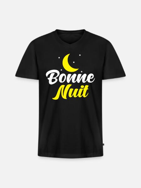 Bonne Nuit Frans Welterusten - Mannen Premium Bio T-shirt met V-hals - zwart