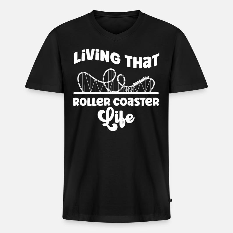 Roller Coaster Living That Roller - Männer Premium Bio T-Shirt mit V-Ausschnitt - Schwarz