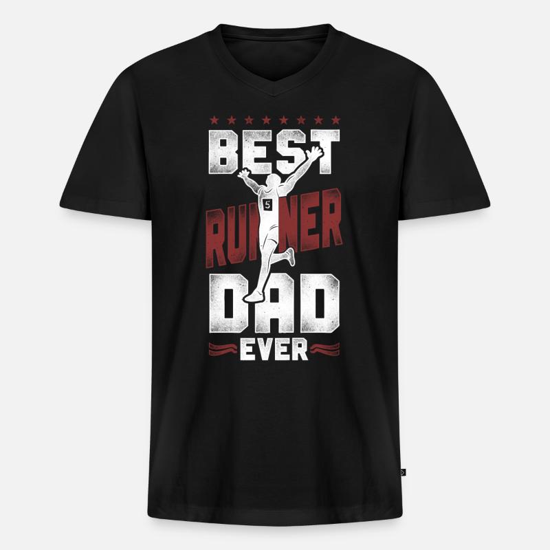 Running Runner Half Marathon Dad - Männer Premium Bio T-Shirt mit V-Ausschnitt - Schwarz