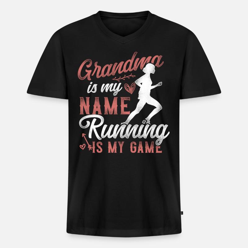 Running Runner Half Marathon - Männer Premium Bio T-Shirt mit V-Ausschnitt - Schwarz