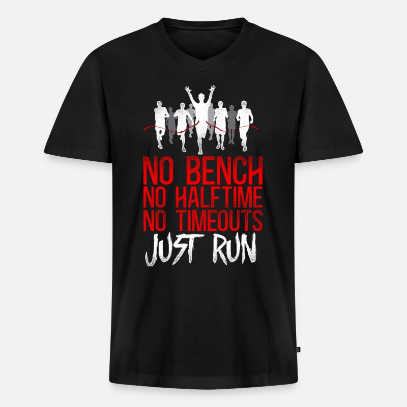 Running Runner Half Marathon - Männer Premium Bio T-Shirt mit V-Ausschnitt - Schwarz