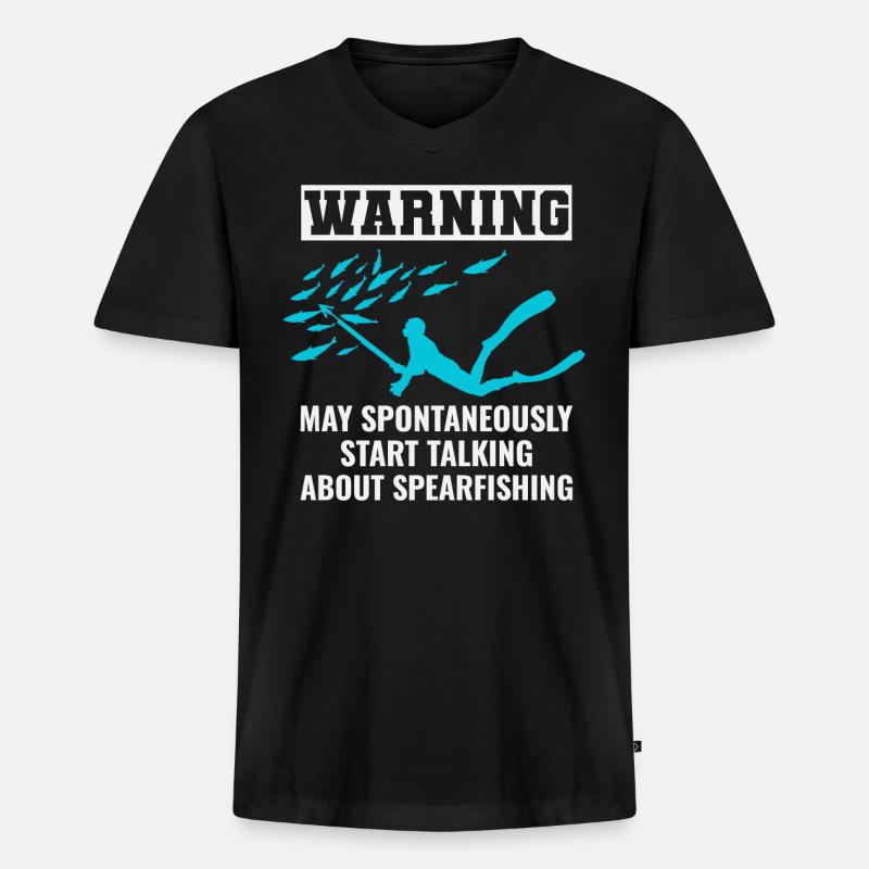 Speerfischen Speerfischen Speerfischer Fischen - Männer Premium Bio T-Shirt mit V-Ausschnitt - Schwarz