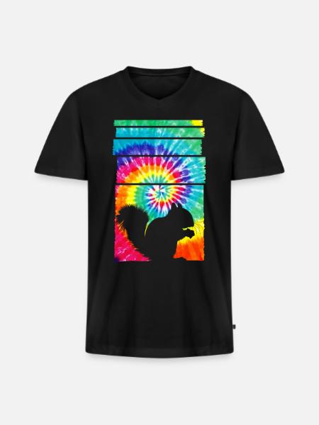 Squirrel Hippie Tie Dye - Men's Premium Organic T-shirt with V-neck - black