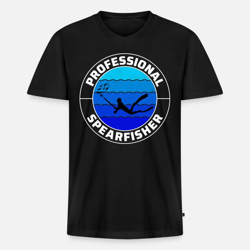 Speerfischen Speerfischen Speerfischer Fischen - Männer Premium Bio T-Shirt mit V-Ausschnitt - Schwarz