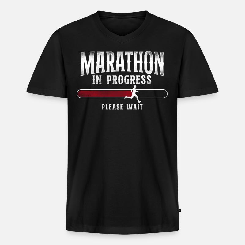 Running Runner Half Marathon - Männer Premium Bio T-Shirt mit V-Ausschnitt - Schwarz
