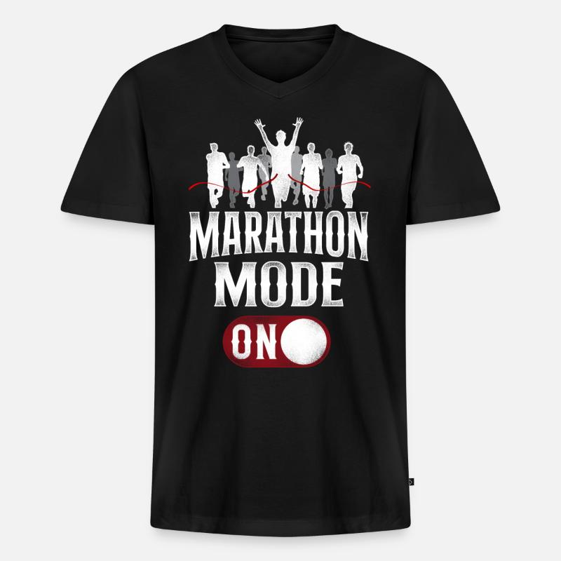 Running Runner Half Marathon - Männer Premium Bio T-Shirt mit V-Ausschnitt - Schwarz