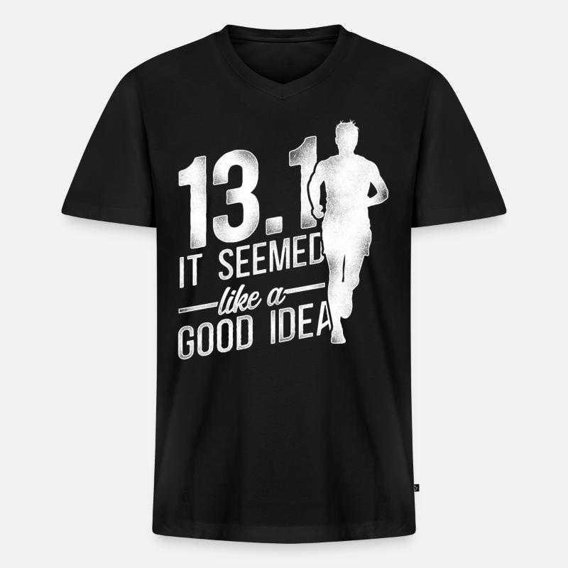 Running Runner Half Marathon Half - Männer Premium Bio T-Shirt mit V-Ausschnitt - Schwarz