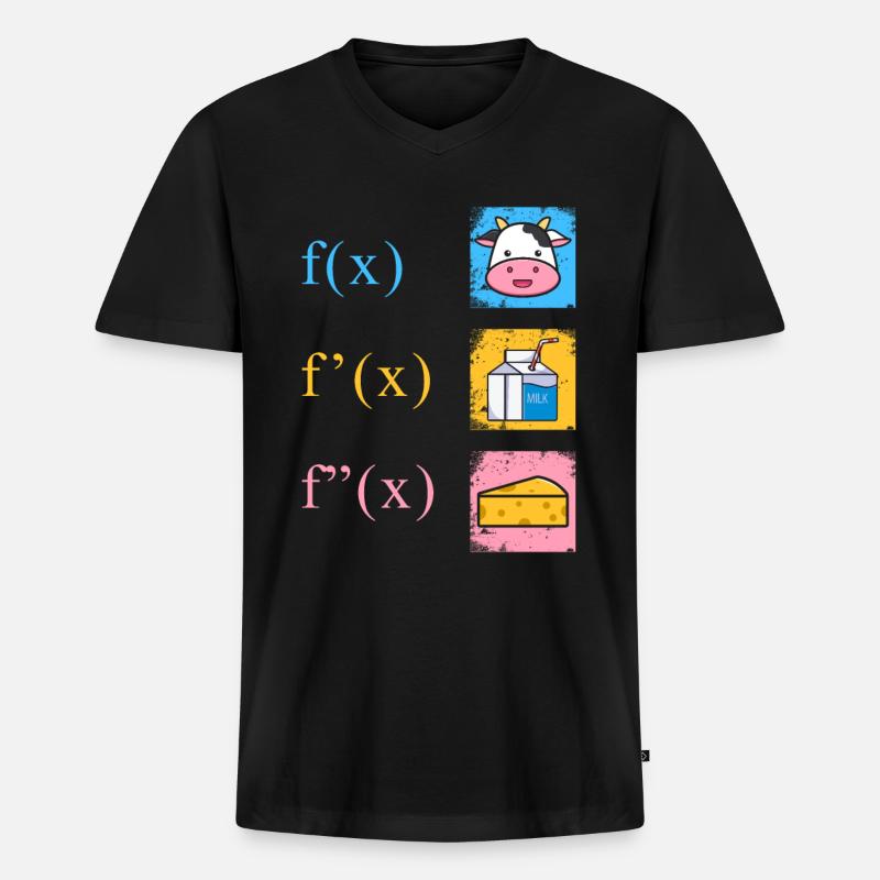 Mathe Ableitung Kuh Milch Käse - Männer Premium Bio T-Shirt mit V-Ausschnitt - Schwarz